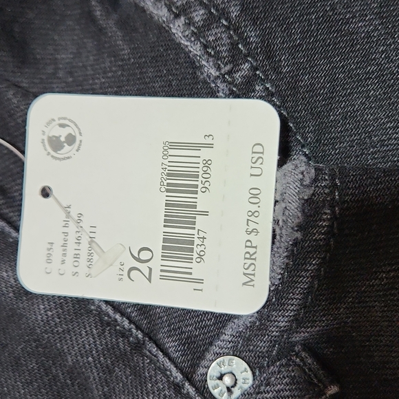 Free People Maggie Distressed Mid-Rise Straight Jeans Washed Black FP1009 - Picture 9 of 16